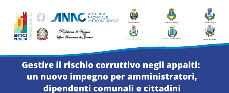 Evento formativo: gestire il rischio corruttivo negli appalti, un nuovo impegno per amministratori, dipendenti comunali e cittadini. Marted� 5 maggio 2026.