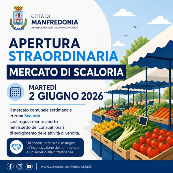 Apertura straordinaria del mercato settimanale scaloria