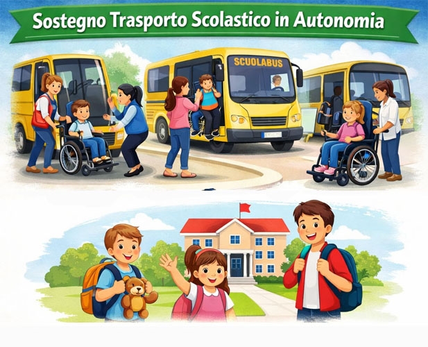 Interventi a favore di famiglie di studenti con disabilit� privi di autonomia frequentanti la scuola dell\'infanzia, la scuola primaria e secondaria di primo grado - Anno 2026, per il trasporto scolastico in autonomia.