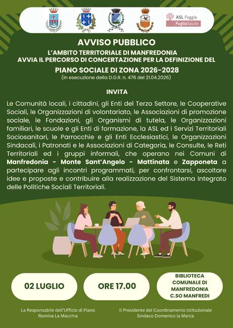 Avvio della concertazione del Piano Sociale di Zona 2026-2028
